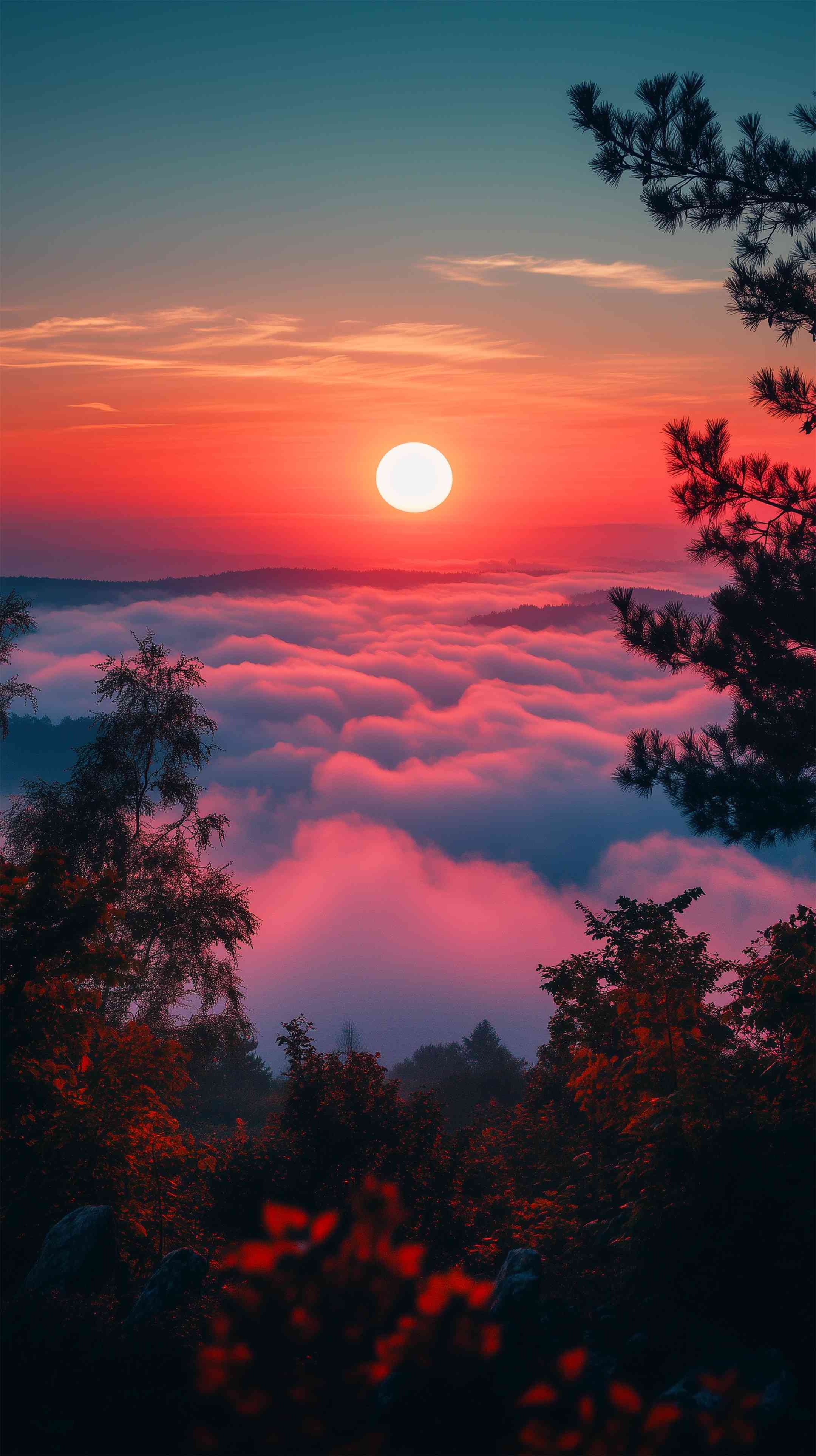 Sunset Mountain Wallpaper 4K - Pink Sky Above Clouds HD | MirrorLog
